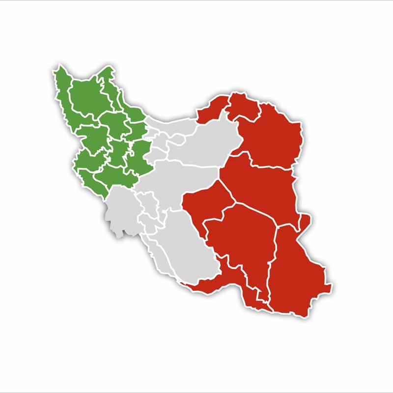 طرح لایه باز نقشه ایران به رنگ پرچم
