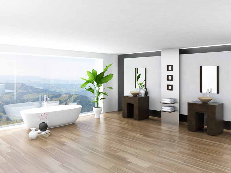 عکس با کیفیت از حمام با نمای کوهستان