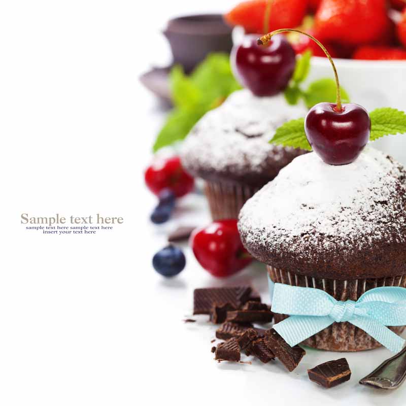 تصویر گرافیکی از گیلاس و کیک