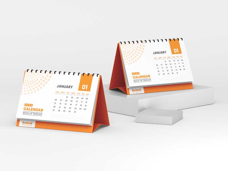 موکاپ دو عدد تقویم رومیزی