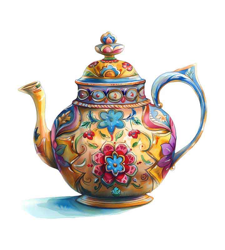 دانلود طرح قوری چینی گلدار