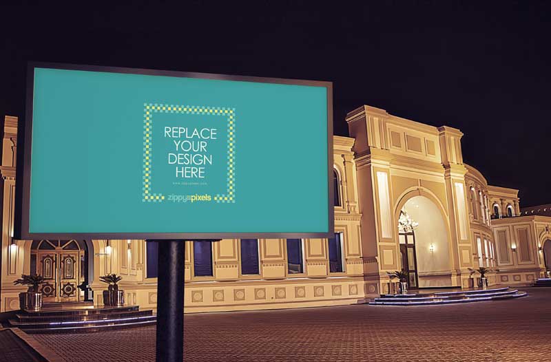 دانلود موکاپ تابلو جلو ساختمان تاریخی