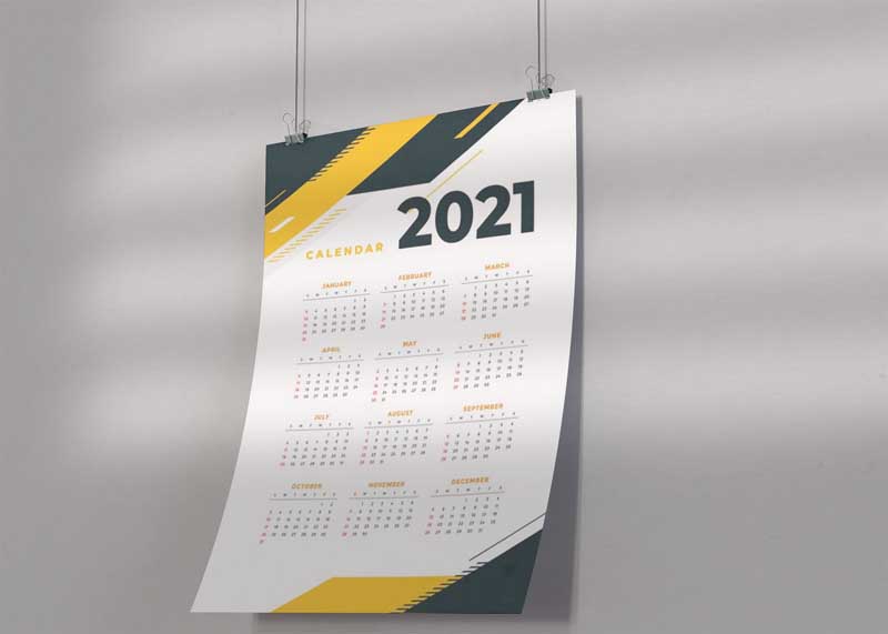 دانلود موکاپ تقویم دیواری 2021