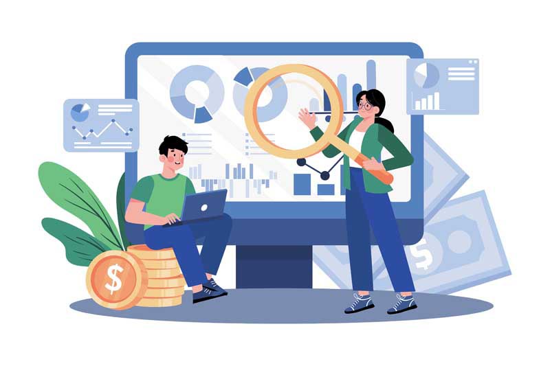 دانلود وکتور مفهومی ذره بین و نمودار