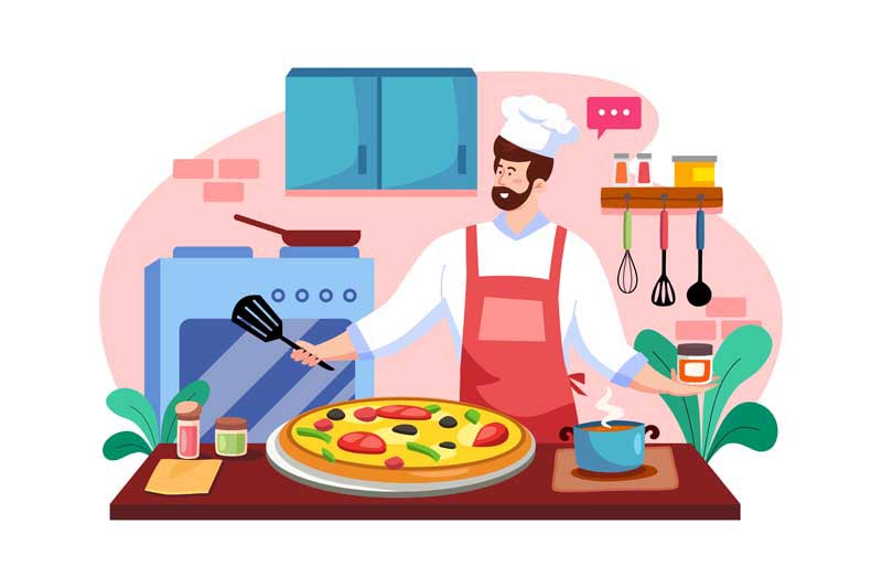 دانلود وکتور مفهومی پخت پیتزا