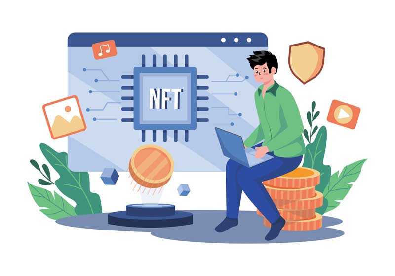 دانلود وکتور مفهومی برنامه نویس NFT