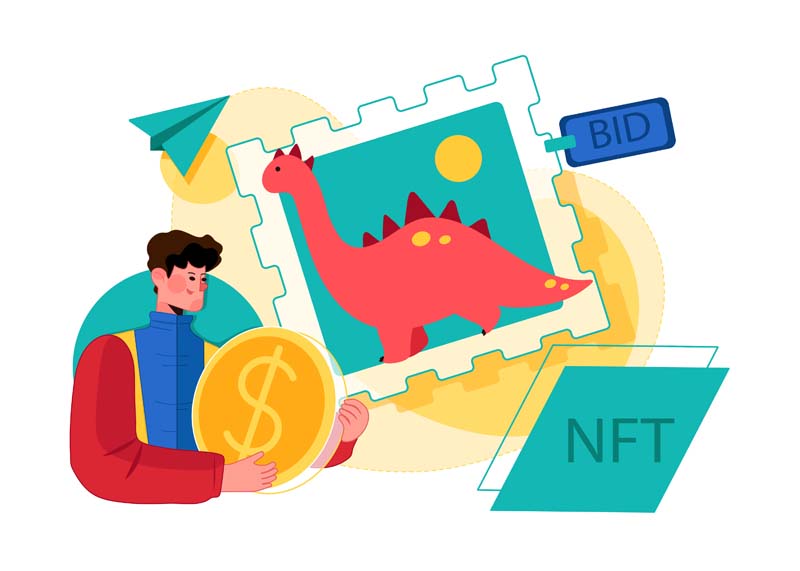 دانلود وکتور مفهومی تولید محتوا در NFT