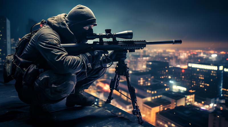 تصویر با کیفیت تک تیرانداز روی بام