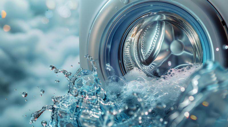 عکس با کیفیت ماشین لباسشویی و آب