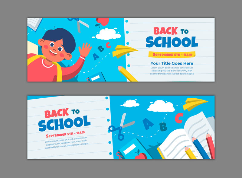 بنر آماده لایه باز شروع مدرسه